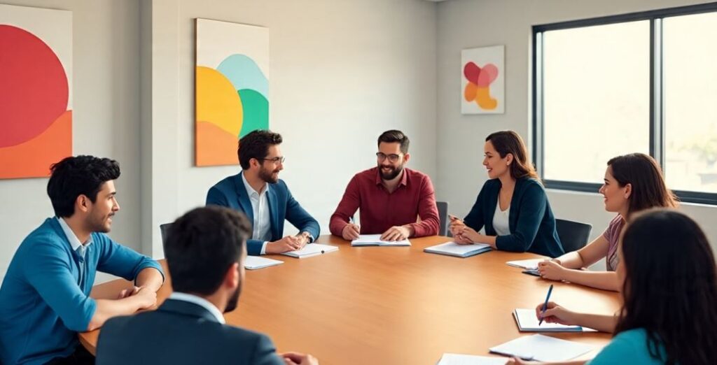 grupos de encontro durante atividade do SCFV (Serviço de Convivência e Fortalecimento de Vínculos) em centro social.